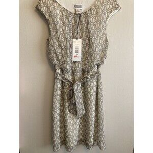 Robbie Bee Women's Dress Ivory Belted Knee Length Cap Sleeve Dress Size 10 NWT